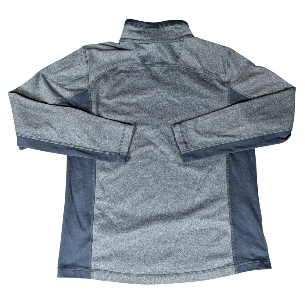 The North Face Mens 1/4 Zip Pullover Heather Grey Navy Blue Orange Logo 5581